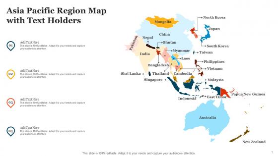 Asia Pacific Region Map With Text Holders