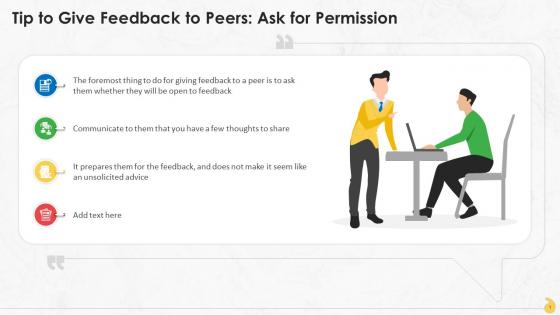 Ask For Permission While Giving Feedback To Peers Training Ppt