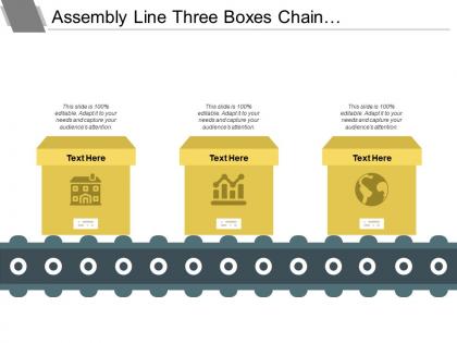 Assembly line three boxes chain powerpoint layout