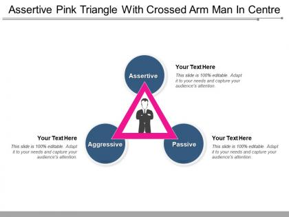 Assertive pink triangle with crossed arm man in centre