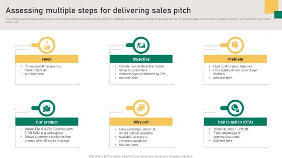 Assessing Multiple Steps For Delivering Sales Pitch Implementation Guidelines For Sales MKT SS V