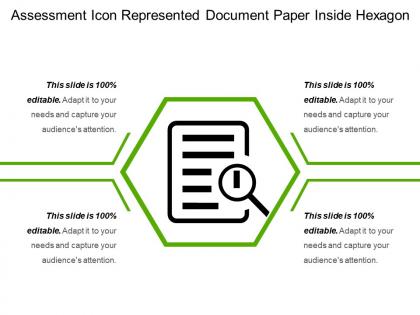 Assessment icon represented document paper inside hexagon
