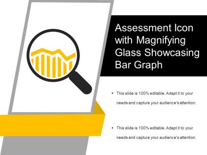 Assessment icon with magnifying glass showcasing bar graph