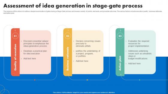 Assessment Of Idea Generation In Stage Gate Process