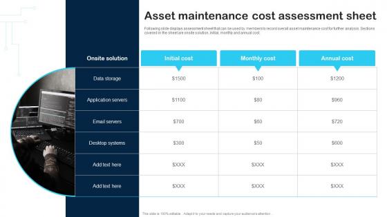 Asset Maintenance Cost Assessment Sheet Cybersecurity Incident And Vulnerability