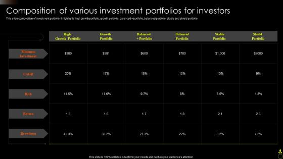 Asset Portfolio Growth Composition Of Various Investment Portfolios For Investors