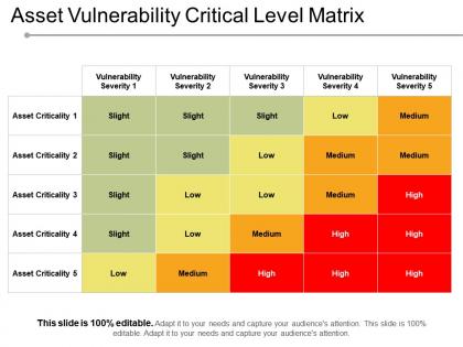 Asset vulnerability critical level matrix