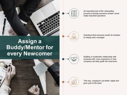 Assign a buddy mentor for every newcomer checklist ppt powerpoint presentation professional guide
