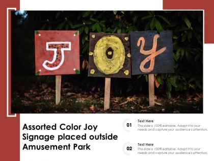 Assorted color joy signage placed outside amusement park