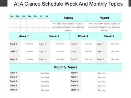 At a glance schedule week and monthly topics
