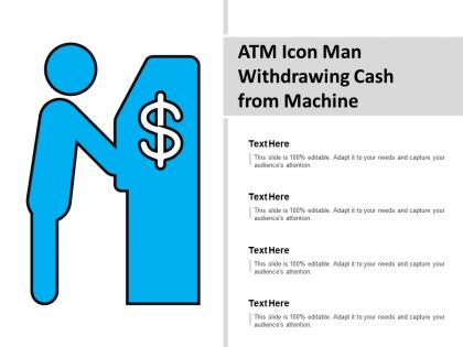 Atm icon man withdrawing cash from machine