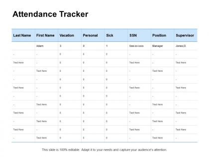 Attendance tracker ppt powerpoint presentation portfolio background designs