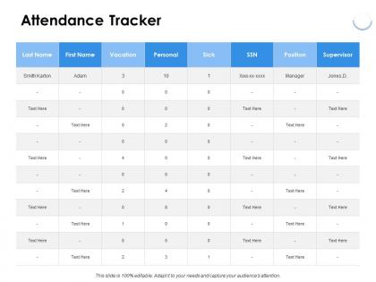 Attendance tracker table ppt powerpoint presentation pictures templates