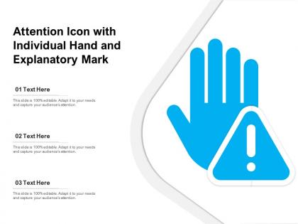 Attention icon with individual hand and explanatory mark