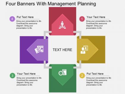 Au four banners with management planning flat powerpoint design