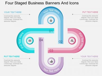 Au four staged business banners and icons flat powerpoint design