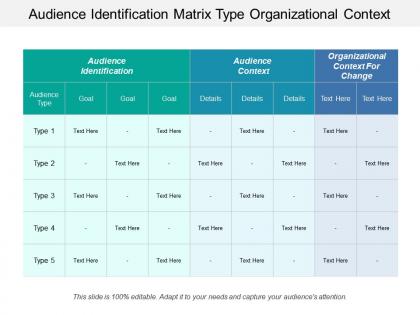 Audience identification matrix type organizational context