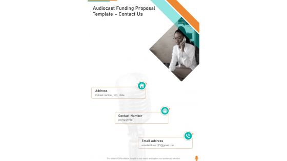 Audiocast Funding Proposal Template Contact Us One Pager Sample Example Document