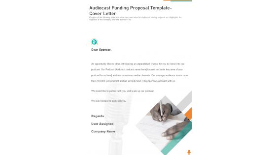 Audiocast Funding Proposal Template Cover Letter One Pager Sample Example Document