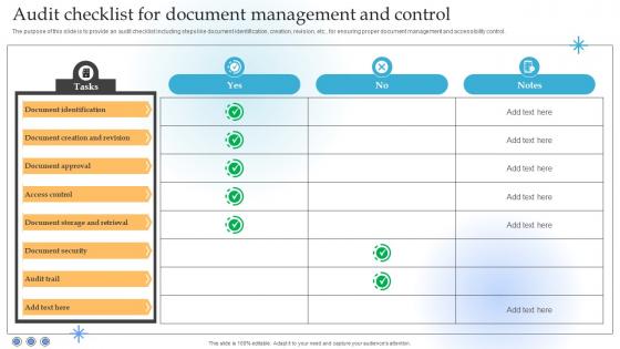 Audit Checklist For Document Management And Control