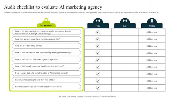 Audit Checklist To Evaluate Ai Marketing Agency How To Use Chatgpt AI SS V