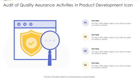 Audit of quality assurance activities in product development icon