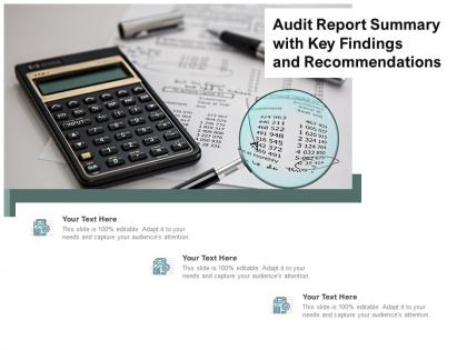 Audit report summary with key findings and recommendations
