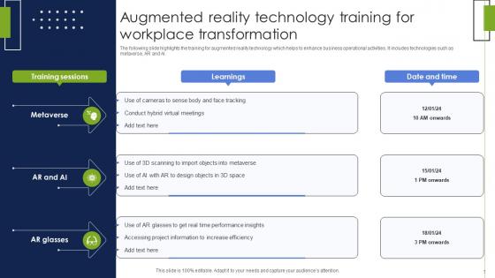 Augmented Reality Technology Training For Workplace Transformation