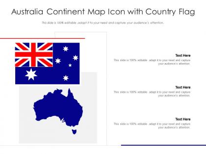 Australia continent map icon with country flag