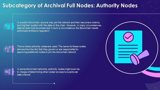 Authority Nodes As A Subcategory Of Archival Full Nodes Training Ppt