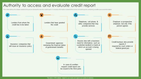 Authority To Access And Evaluate Credit Report Credit Scoring And Reporting Complete Guide Fin SS