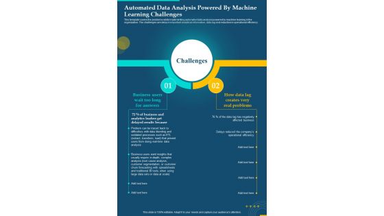Automated Data Analysis Powered By Machine Learning Challenges One Pager Sample Example Document