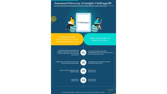 Automated Discovery Of Insights Challenges98 One Pager Sample Example Document