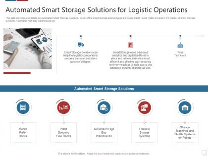 Automated smart storage solutions logistics technologies good value propositions company ppt tips