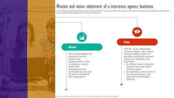Automobile Insurance Agency Mission And Vision Statement Of A Insurance Agency Business BP SS