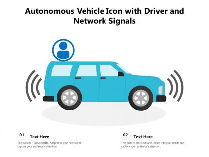 Autonomous vehicle icon with driver and network signals
