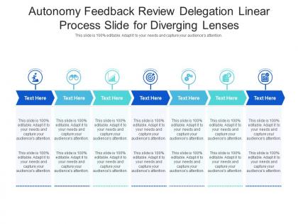 Autonomy feedback review delegation linear process slide for diverging lenses infographic template
