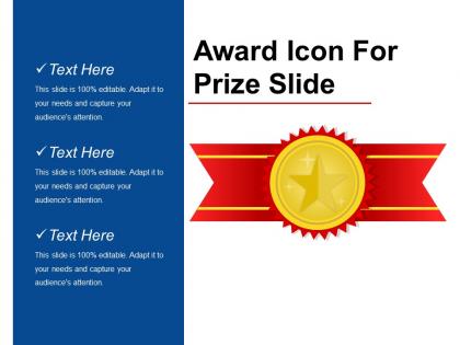 Award icon for prize slide good ppt example