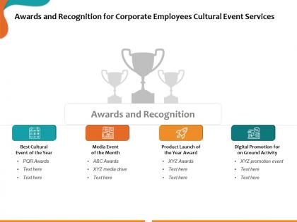 Awards and recognition for corporate employees cultural event services ppt presentation slide