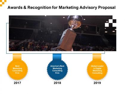 Awards and recognition for marketing advisory proposal ppt inspiration icons