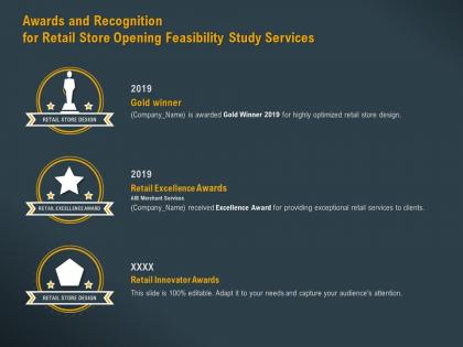 Awards and recognition for retail store opening feasibility study services ppt graphic