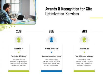 Awards and recognition for site optimization services ppt template