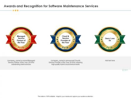 Awards and recognition for software maintenance services provider ppt inspiration