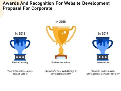 Awards and recognition for website development proposal for corporate ppt file display