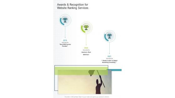 Awards And Recognition For Website Ranking Services One Pager Sample Example Document