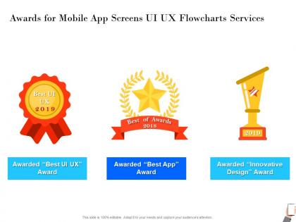 Awards for mobile app screens ui ux flowcharts services best app ppt powerpoint presentation guide