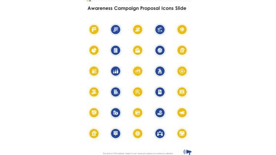 Awareness Campaign Proposal Icons Slide One Pager Sample Example Document