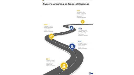 Awareness Campaign Proposal Roadmap One Pager Sample Example Document