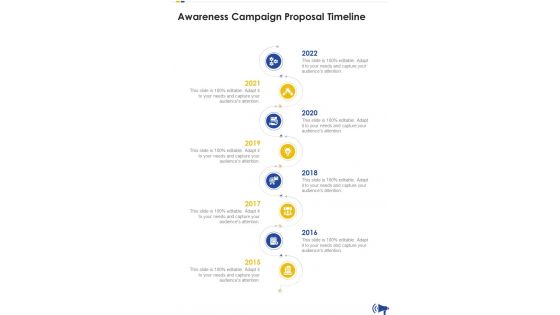Awareness Campaign Proposal Timeline One Pager Sample Example Document