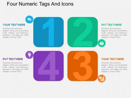 Ax four numeric tags and icons flat powerpoint design